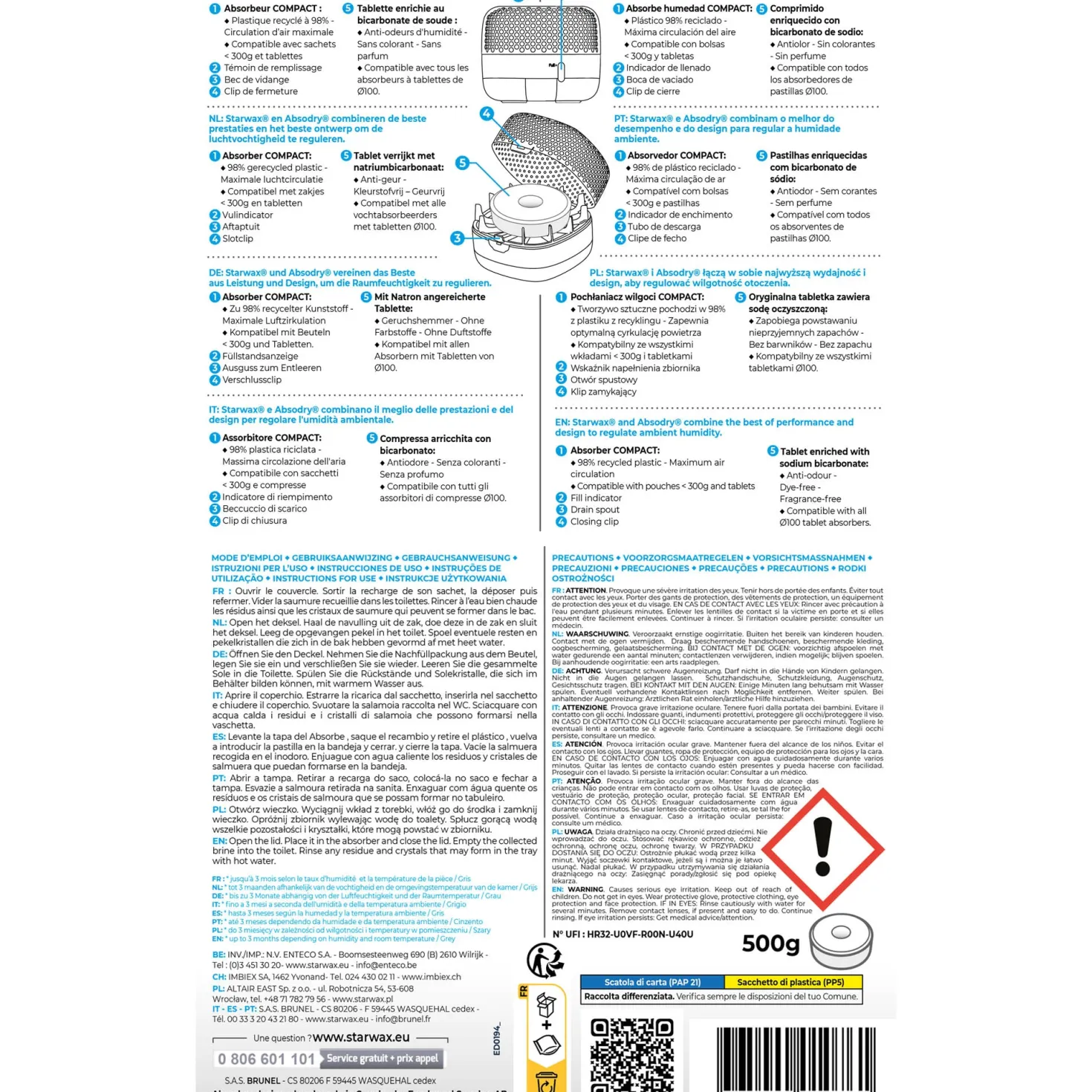 Absorbeur d'humidité Compact + 1 tablette