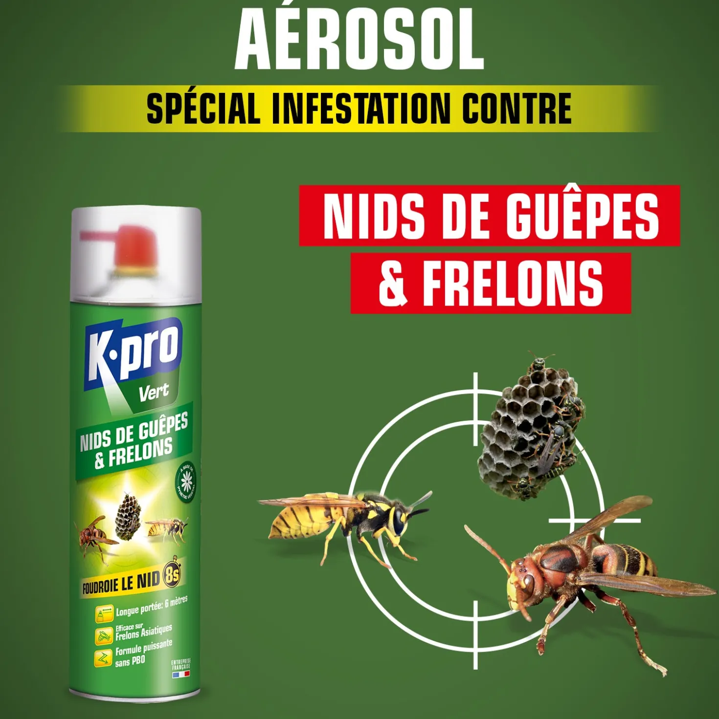 Aérosol foudroyant nids de guêpes et frelons