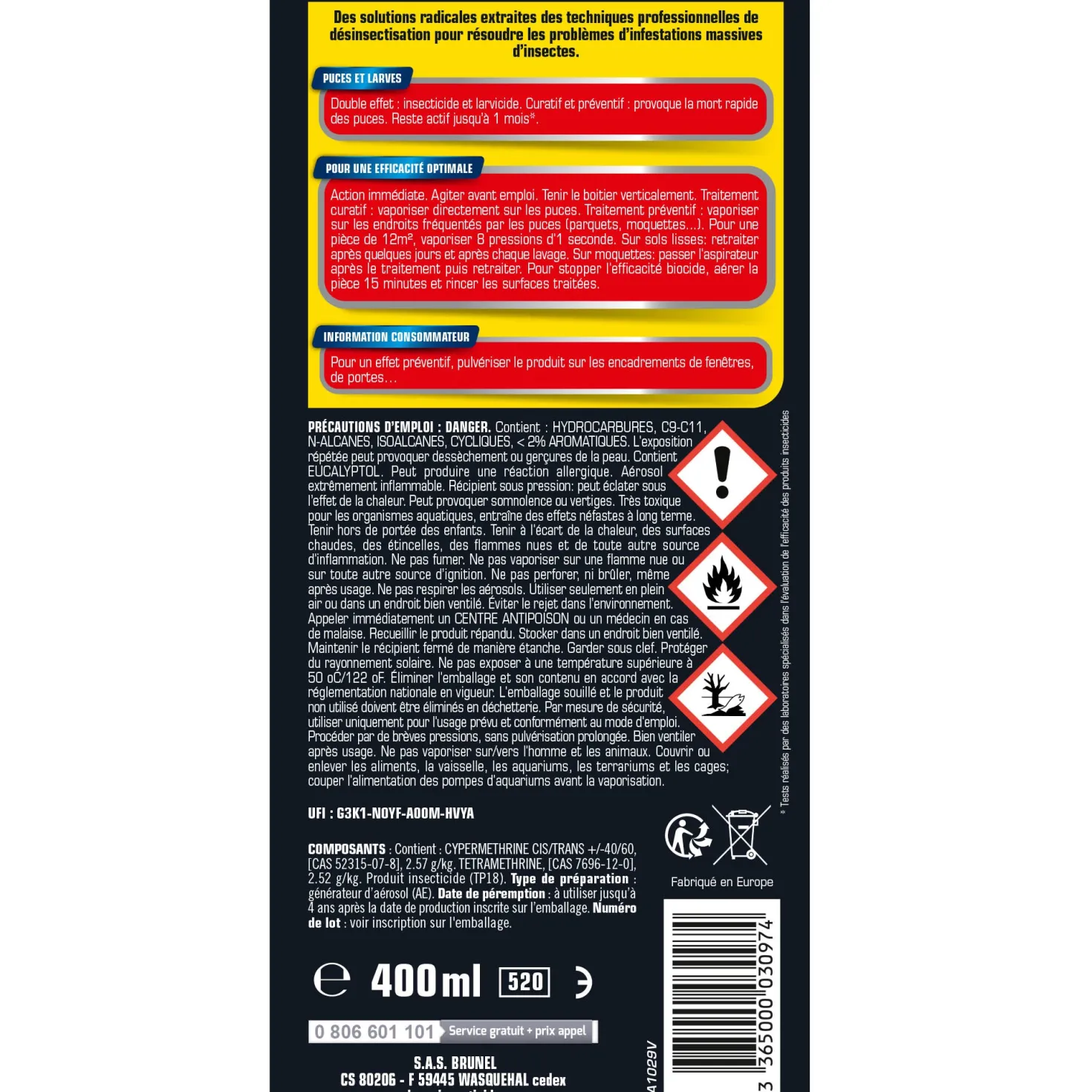 Aérosol foudroyant puces et larves