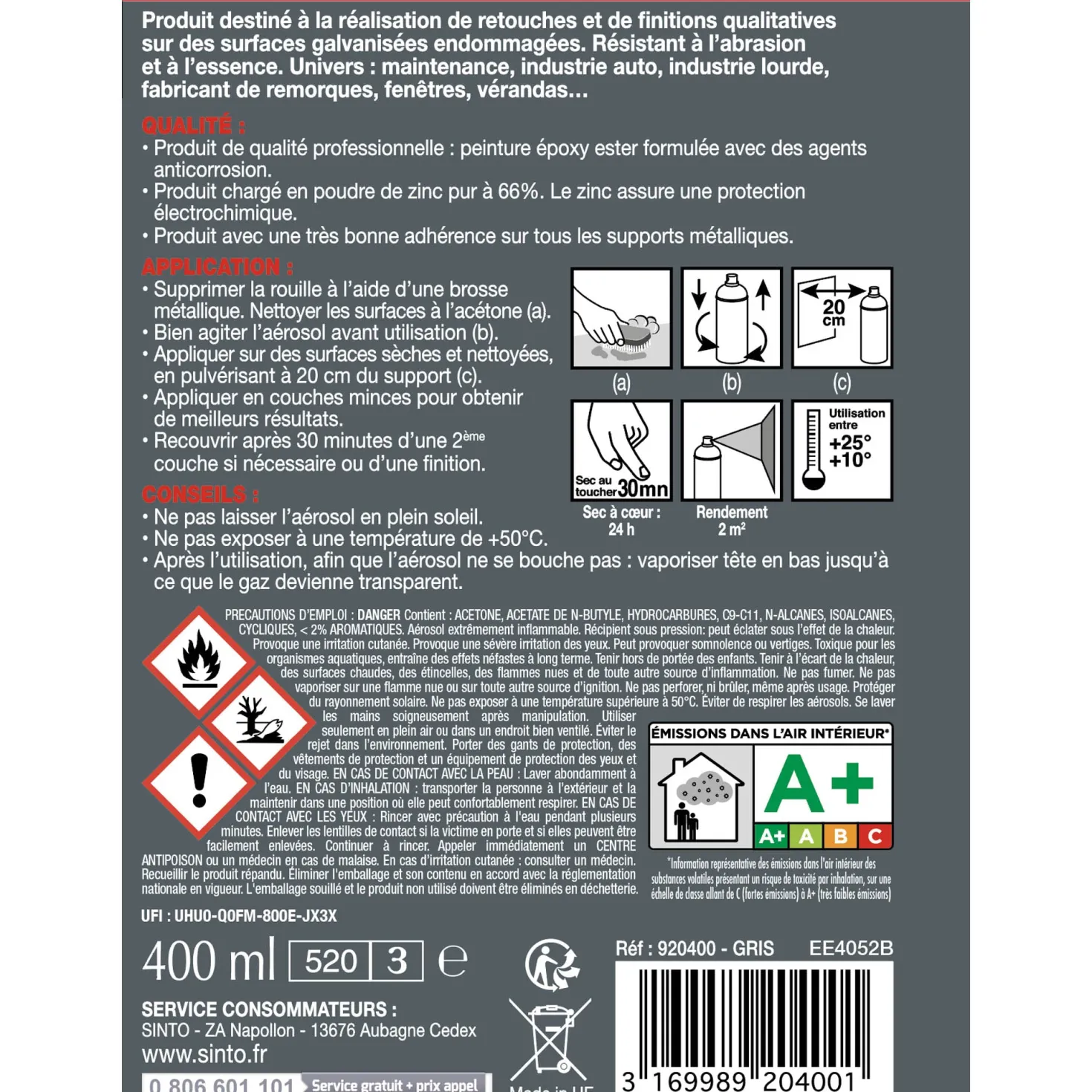 Aérosol galva zinc