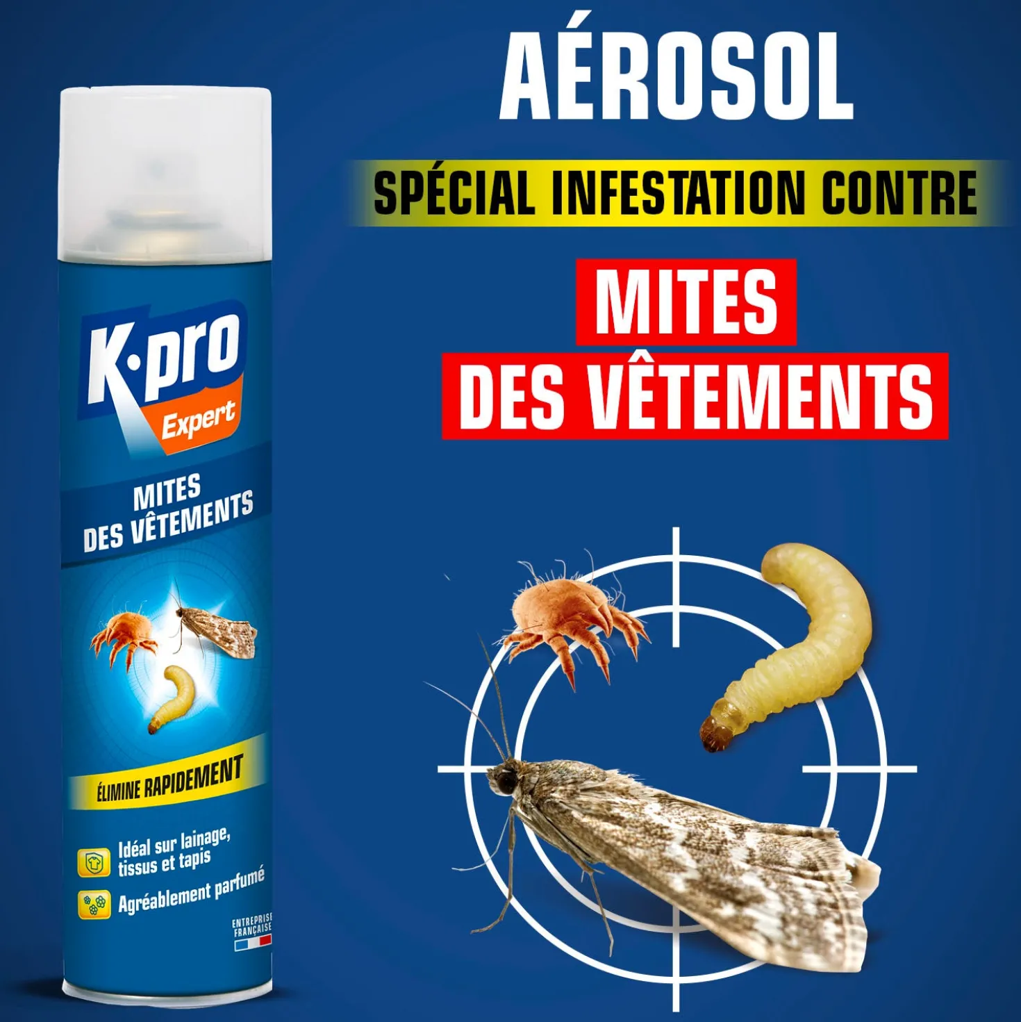 Aérosol mites des vêtements