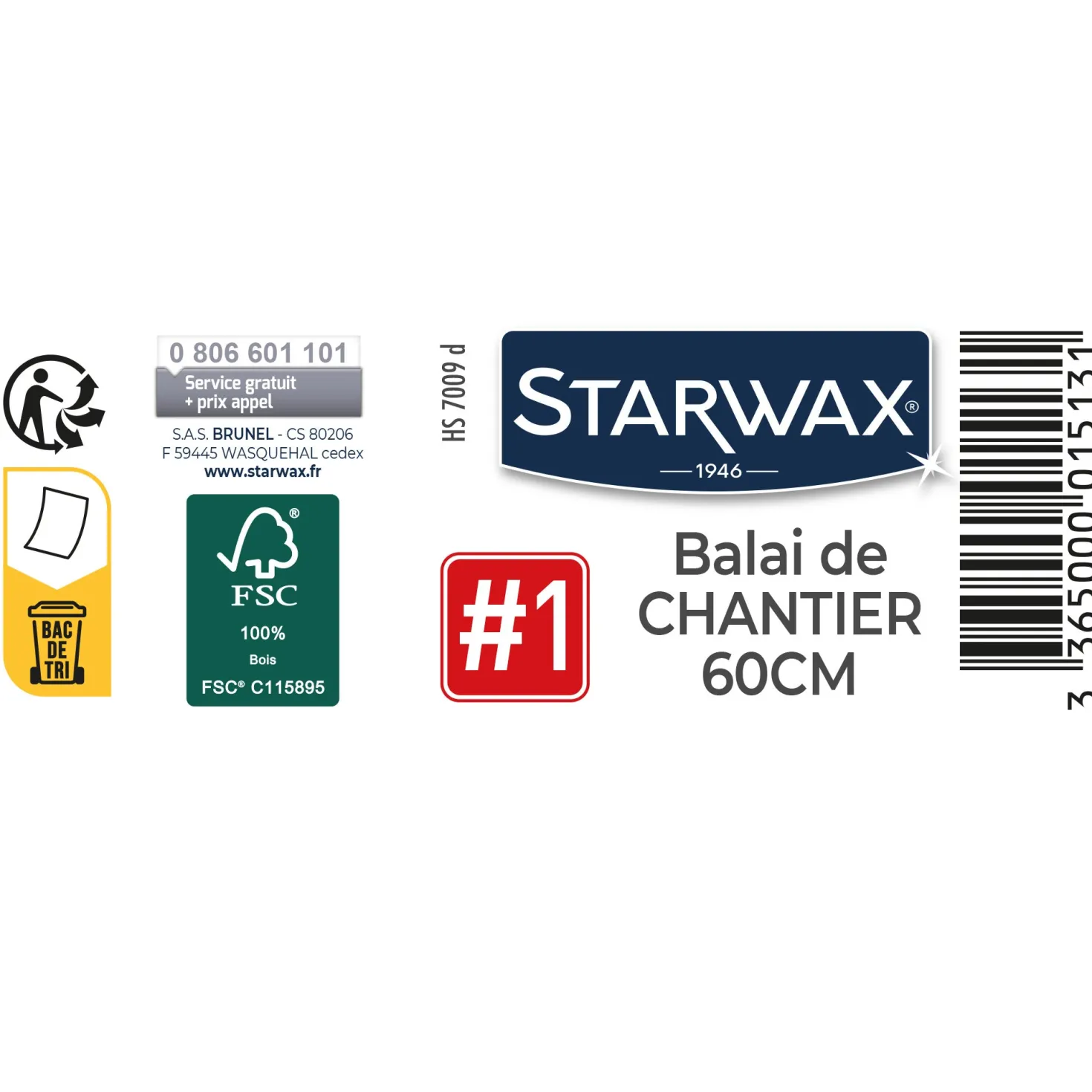 Balai PVC spécial chantier 60 cm FSC®