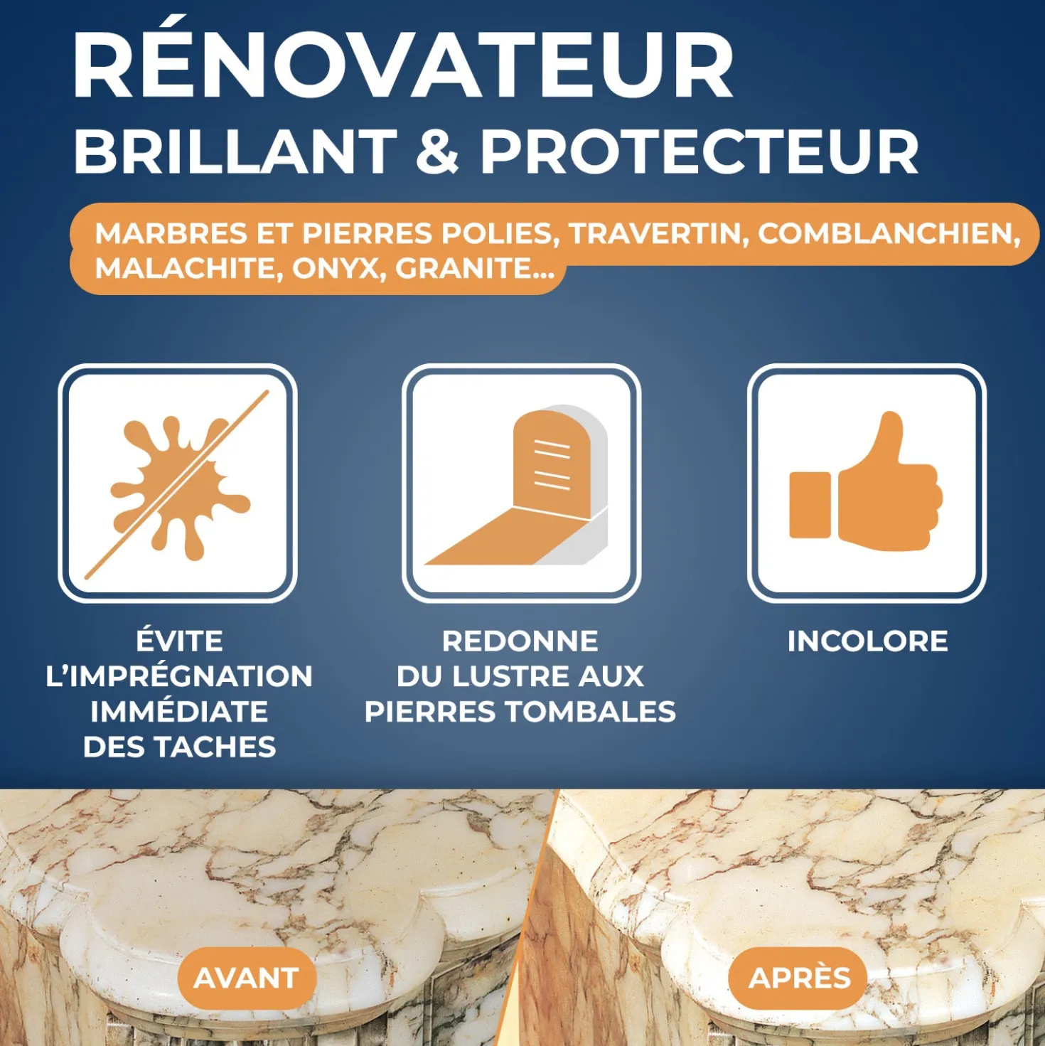 Baume embellissant pour marbre et pierres naturelles