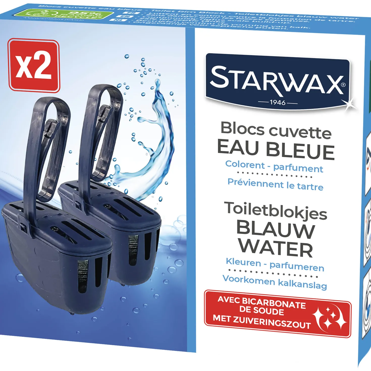 Blocs cuvette eau bleue pour WC