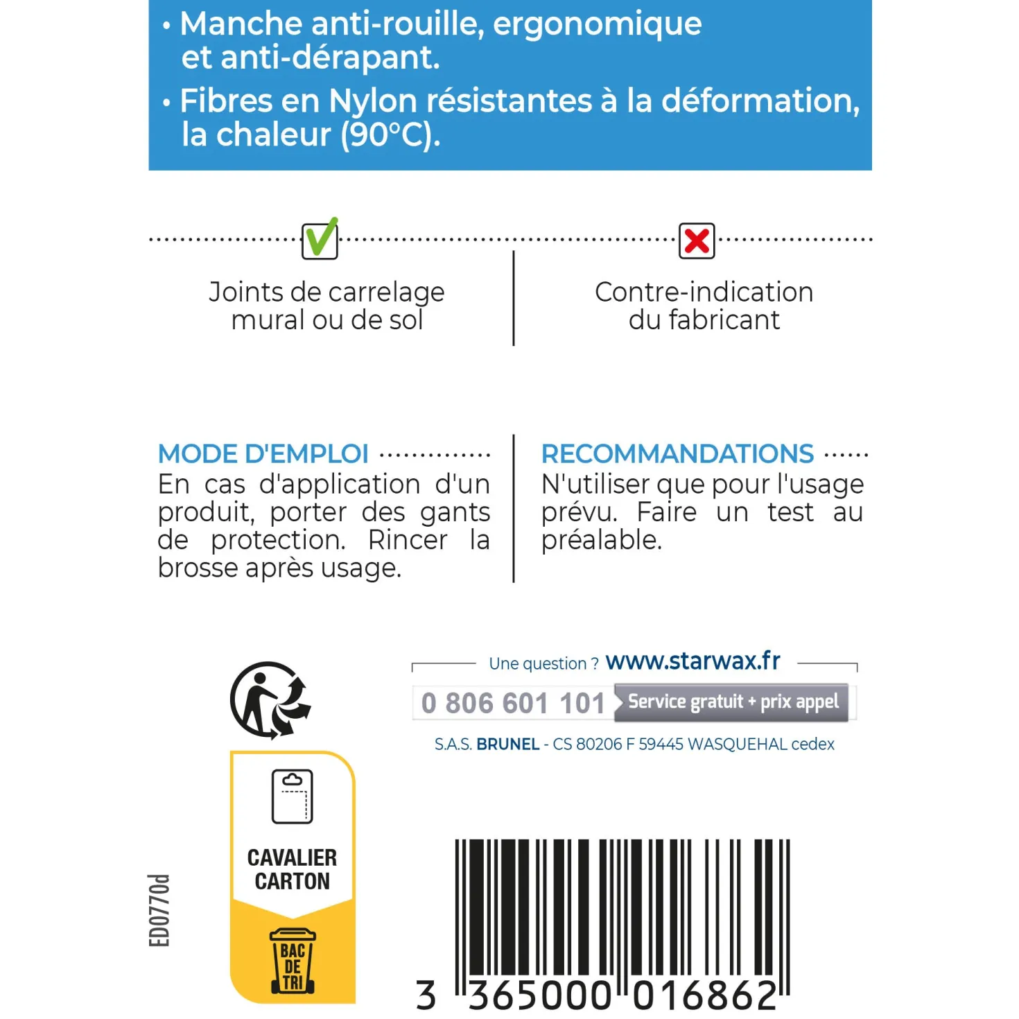 Brosse à joints ergonomie