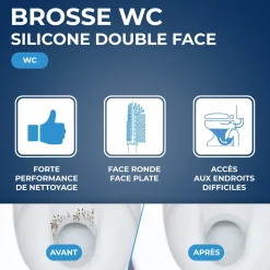 Brosse WC en silicone avec support mural
