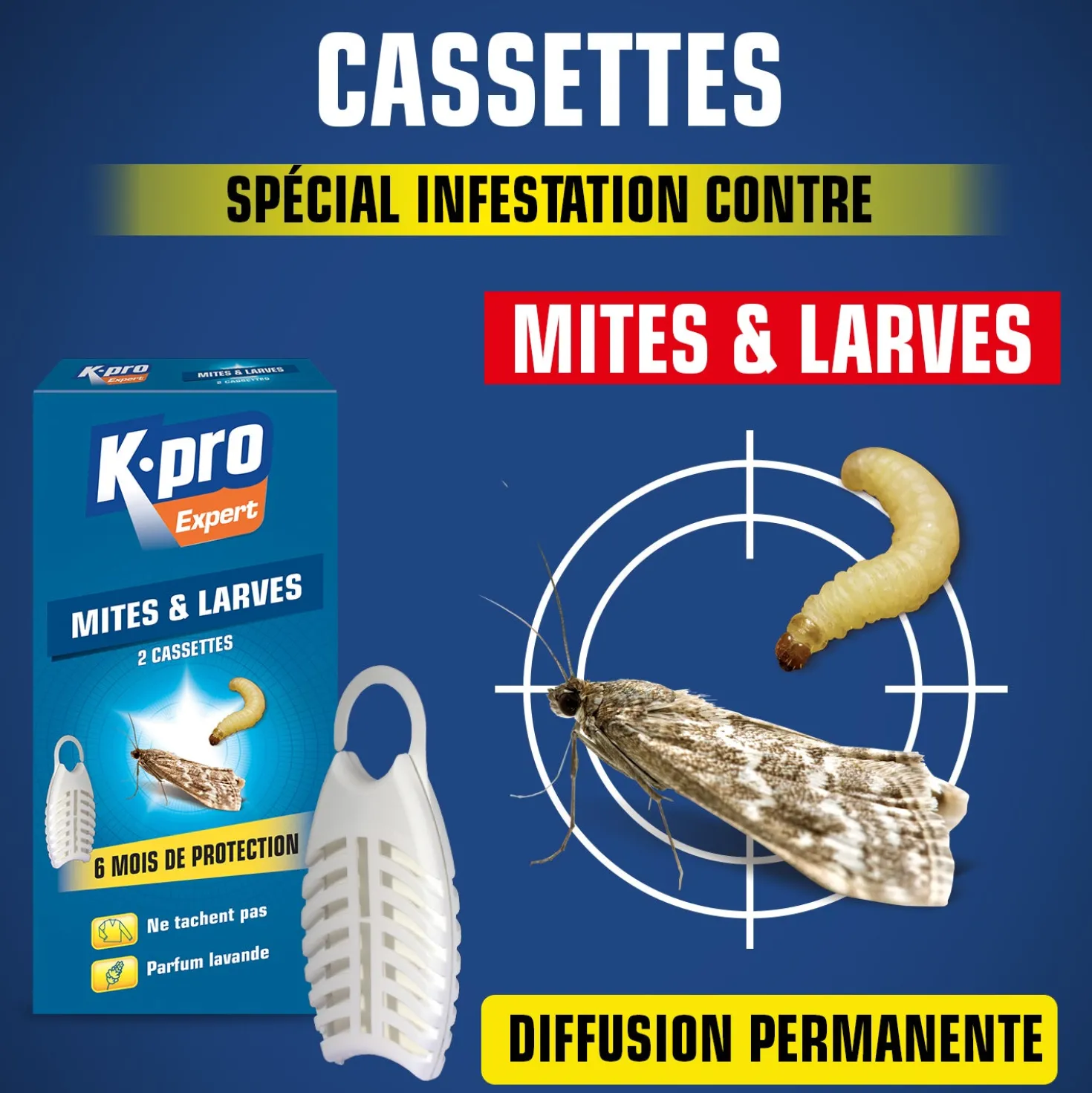 Cassettes contre les mites et larves