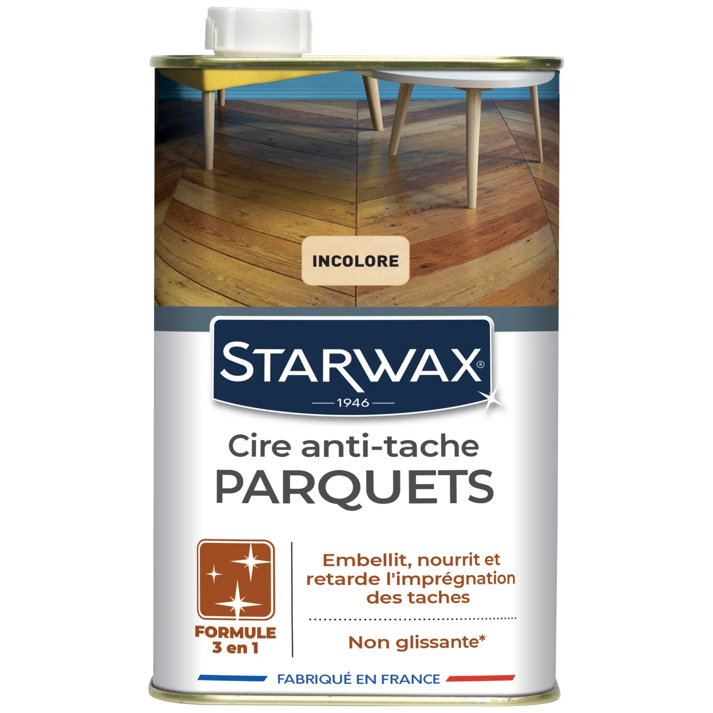 Cire Starlon anti-tache pour parquets cirés