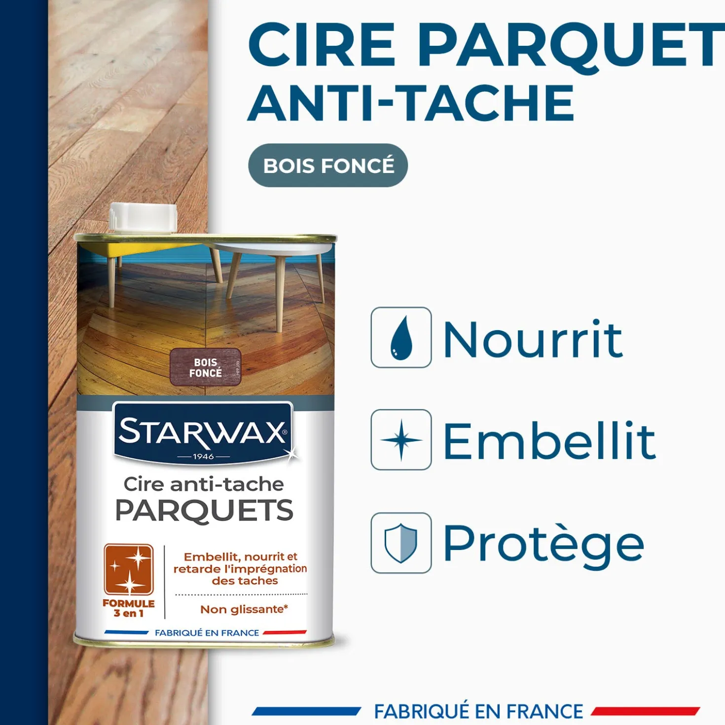 Cire Starlon anti-tache pour parquets cirés