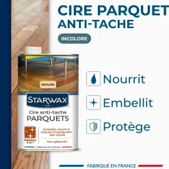 Cire Starlon anti-tache pour parquets cirés