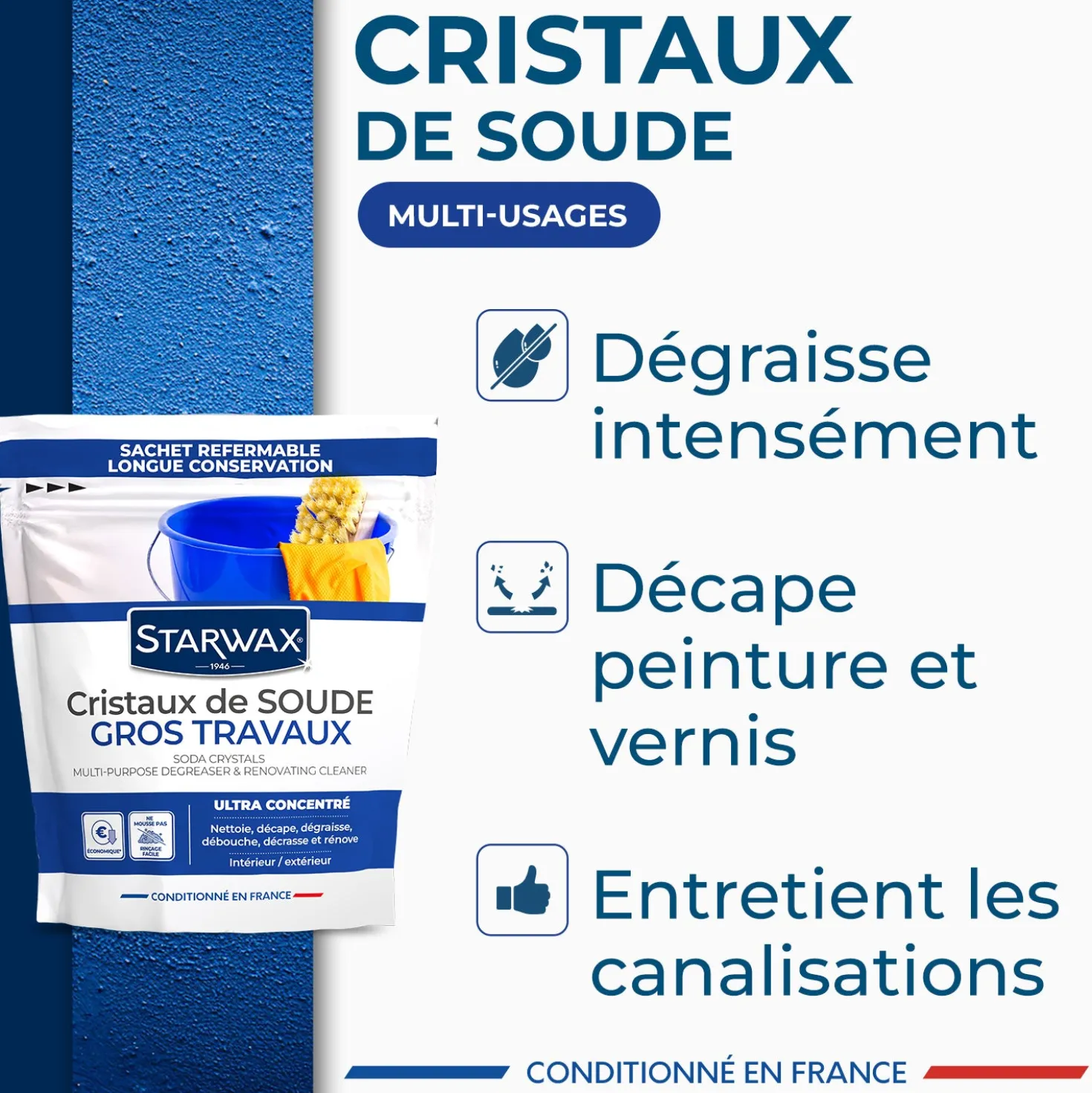 Cristaux de soude gros travaux 1,4kg