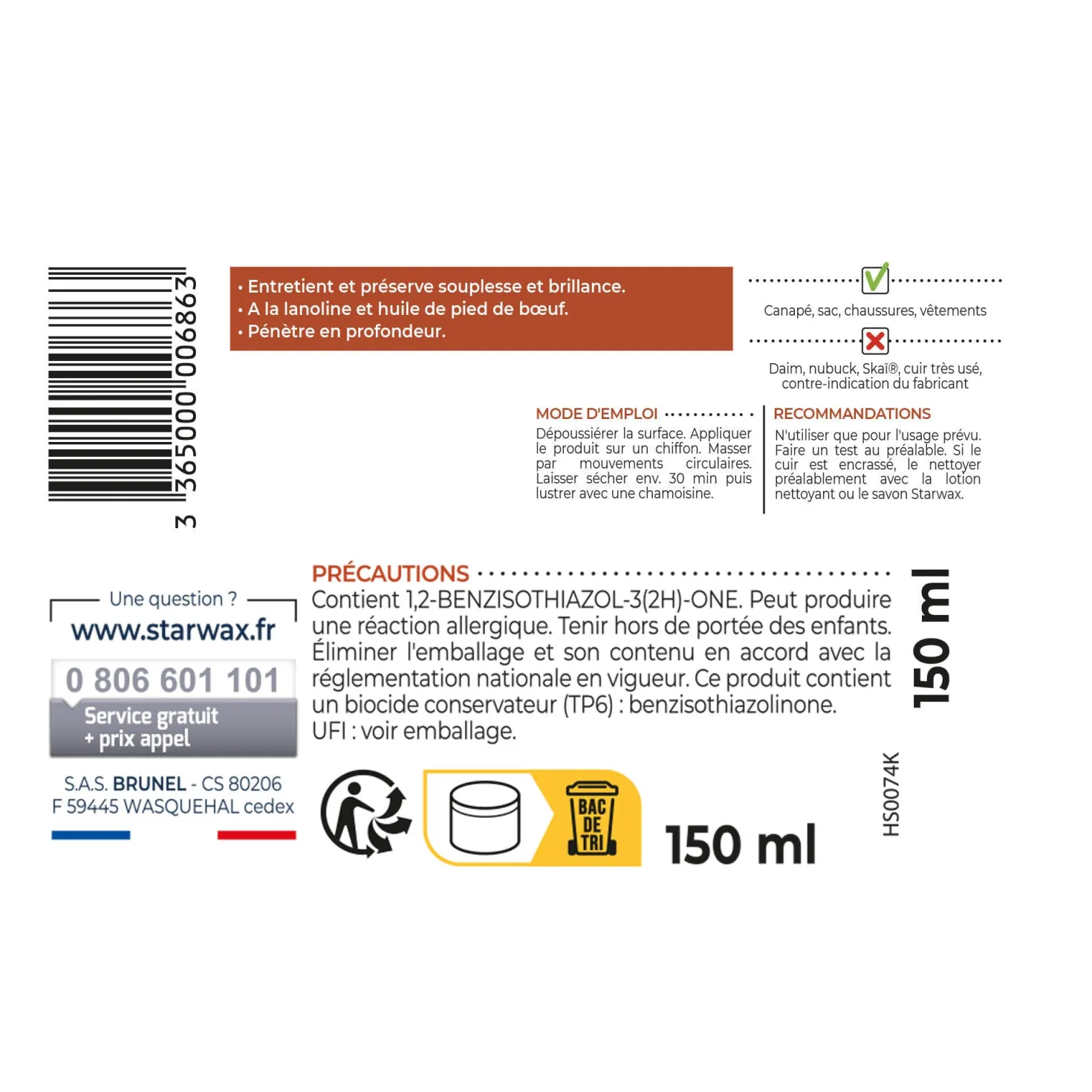 Crème de soin incolore pour cuir