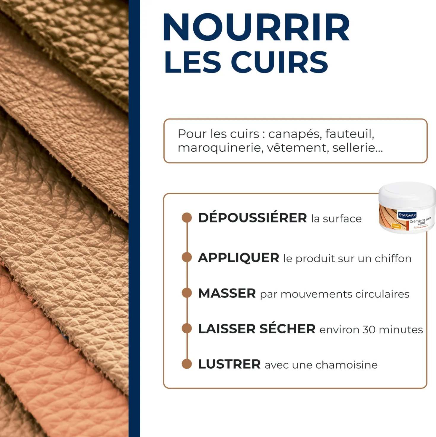 Crème de soin pour cuirs colorés