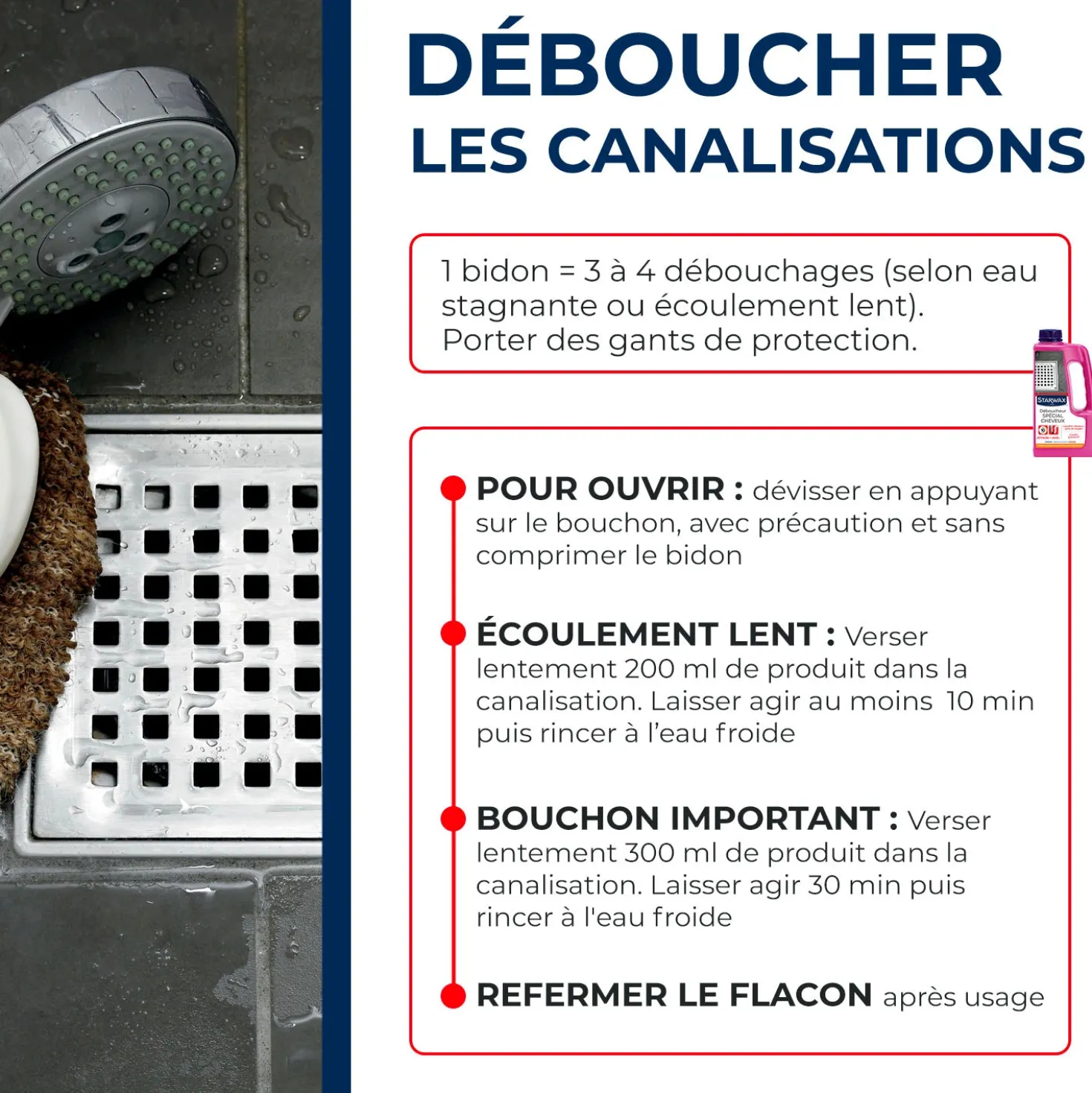 Déboucheur canalisations spécial cheveux