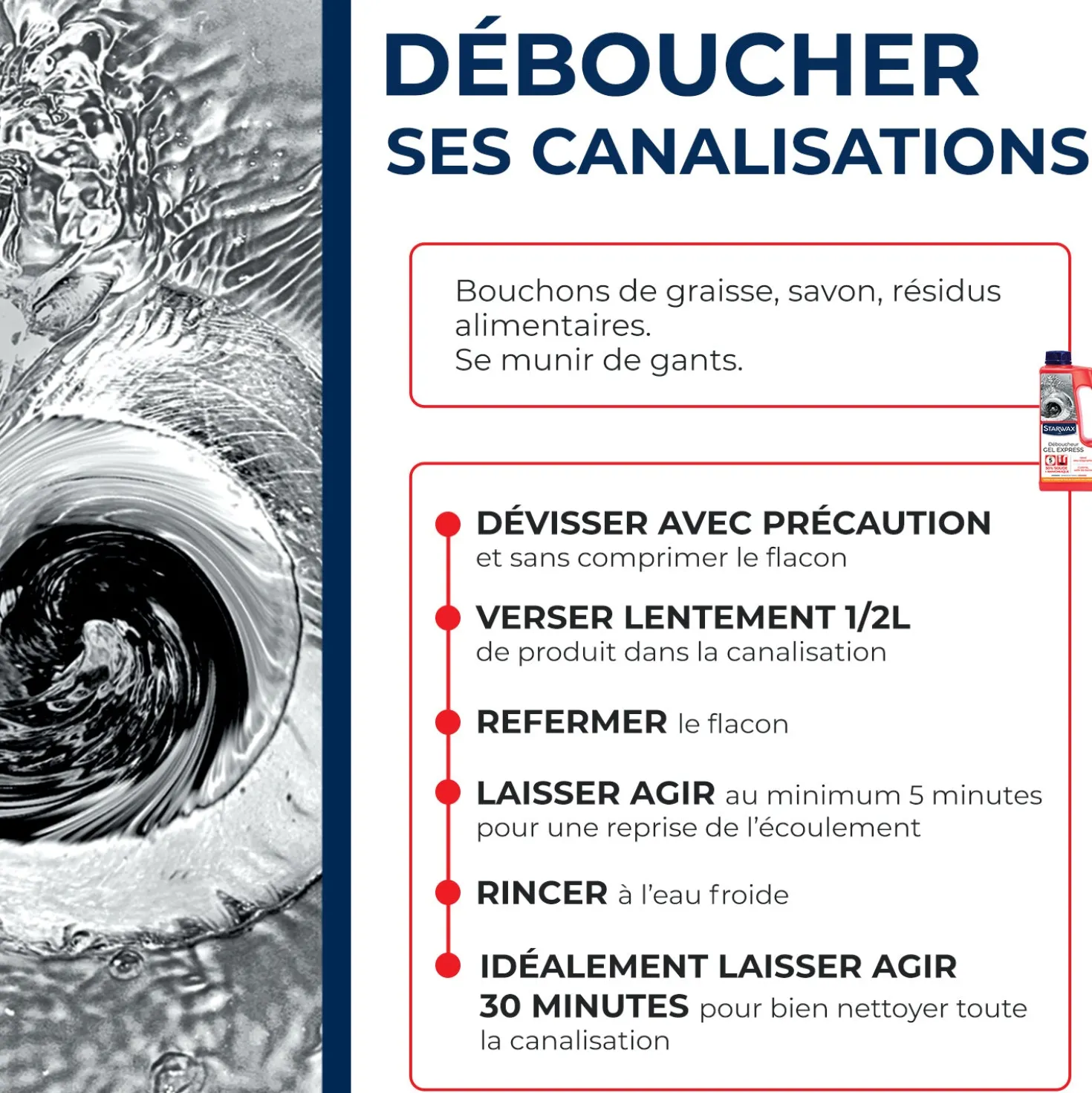 Déboucheur express pour canalisations