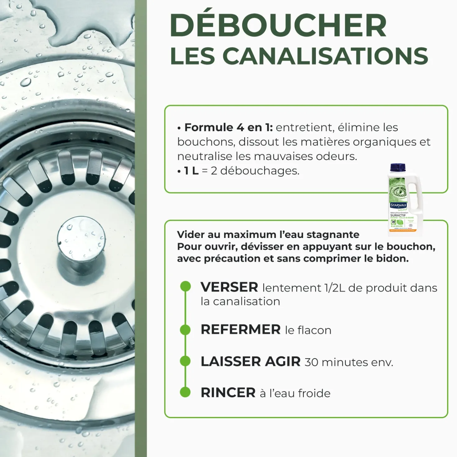 Déboucheur suractif cuisine - salle de bains