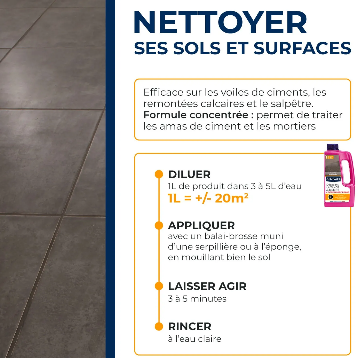 Décapant laitance de ciment