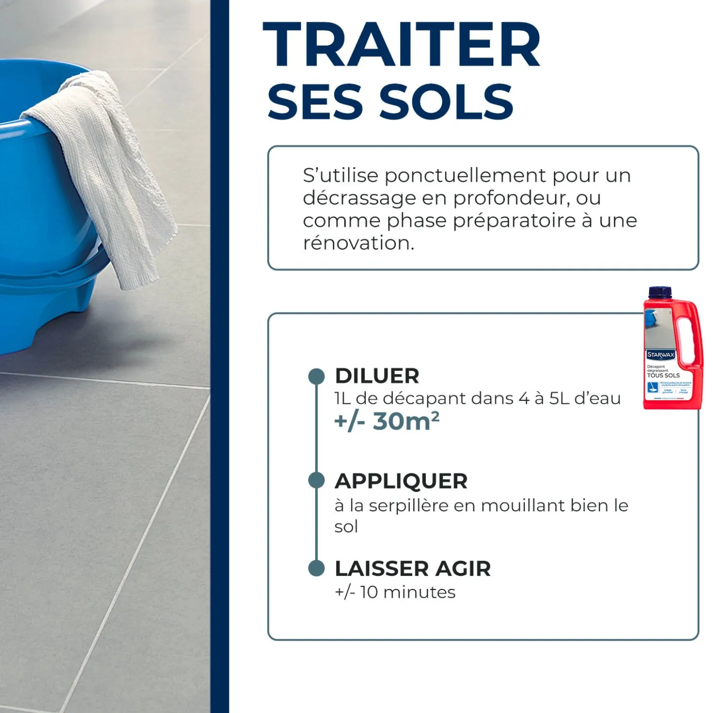 Décapant sans rinçage pour sols intérieurs