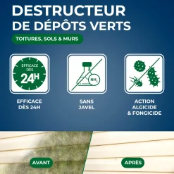Destructeur de dépôts verts concentré à diluer - grandes surfaces