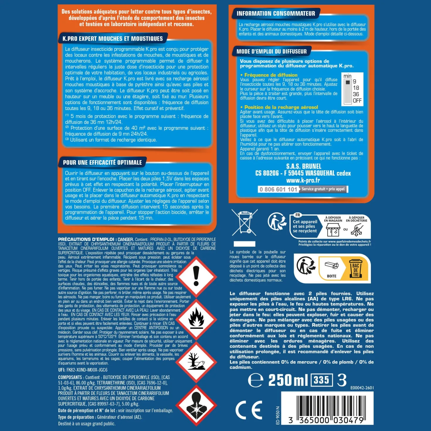 Diffuseur automatique contre les mouches et moustiques