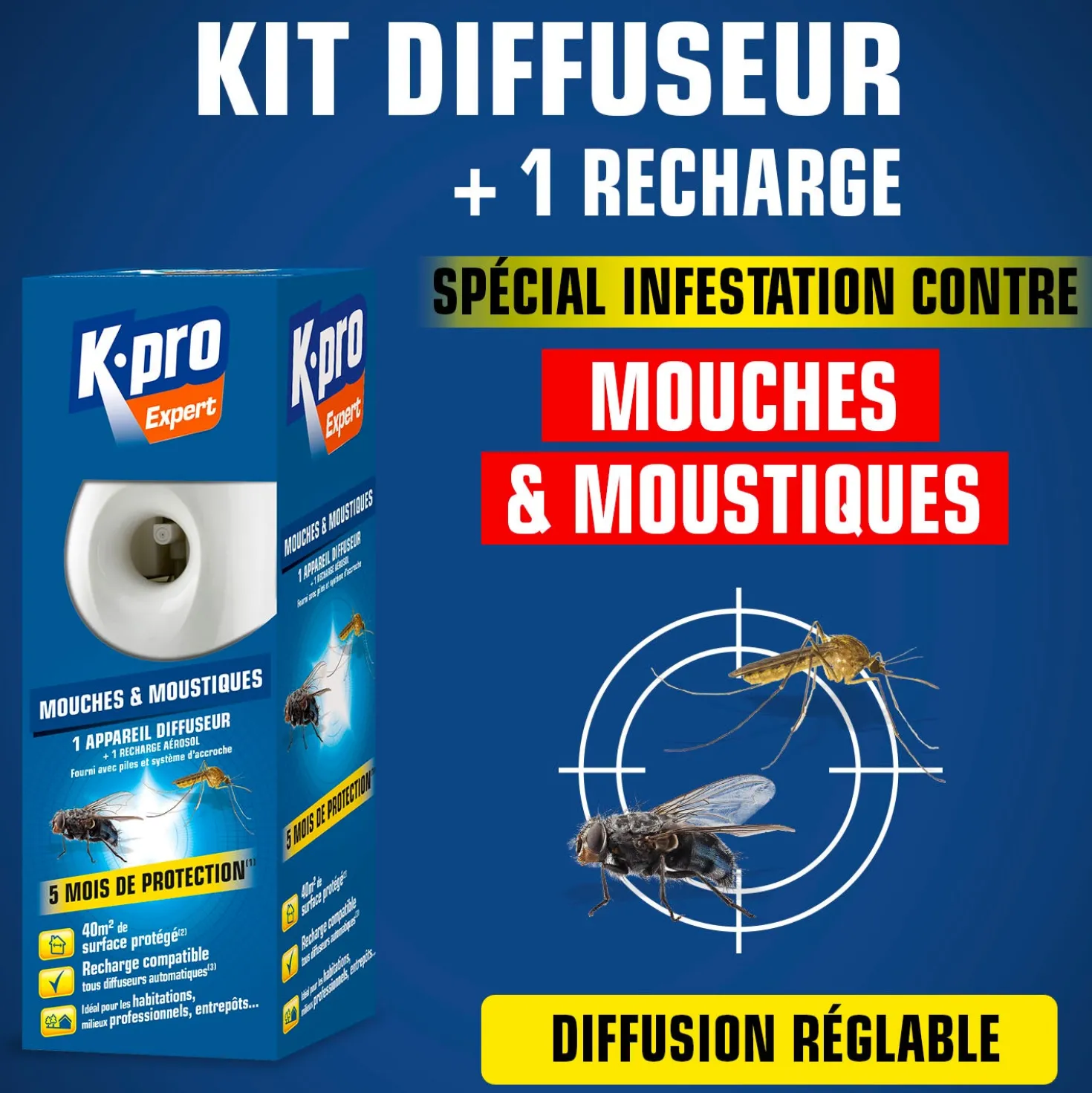 Diffuseur automatique contre les mouches et moustiques