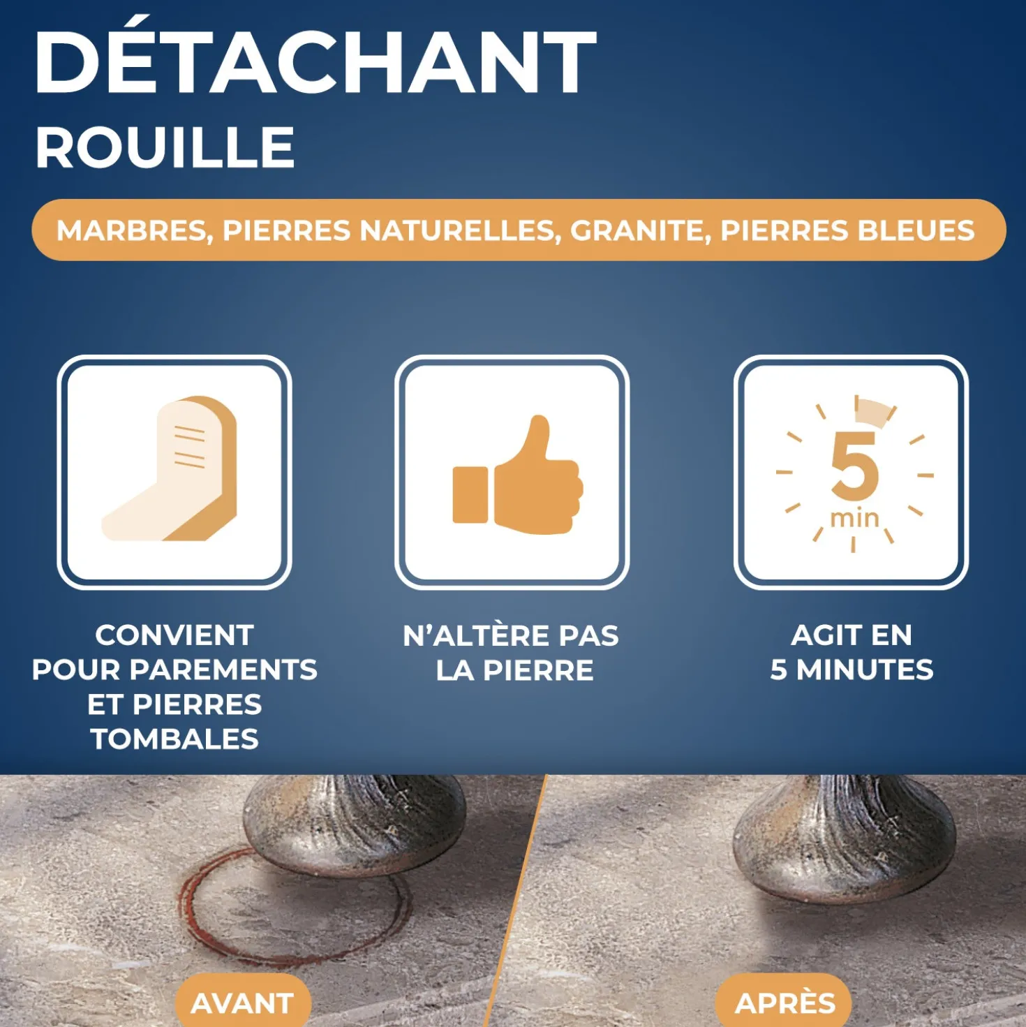 Détachant rouille pour marbre et pierres naturelles