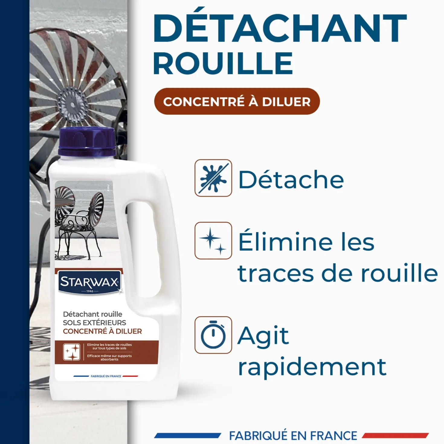 Détachant rouille pour sols extérieurs