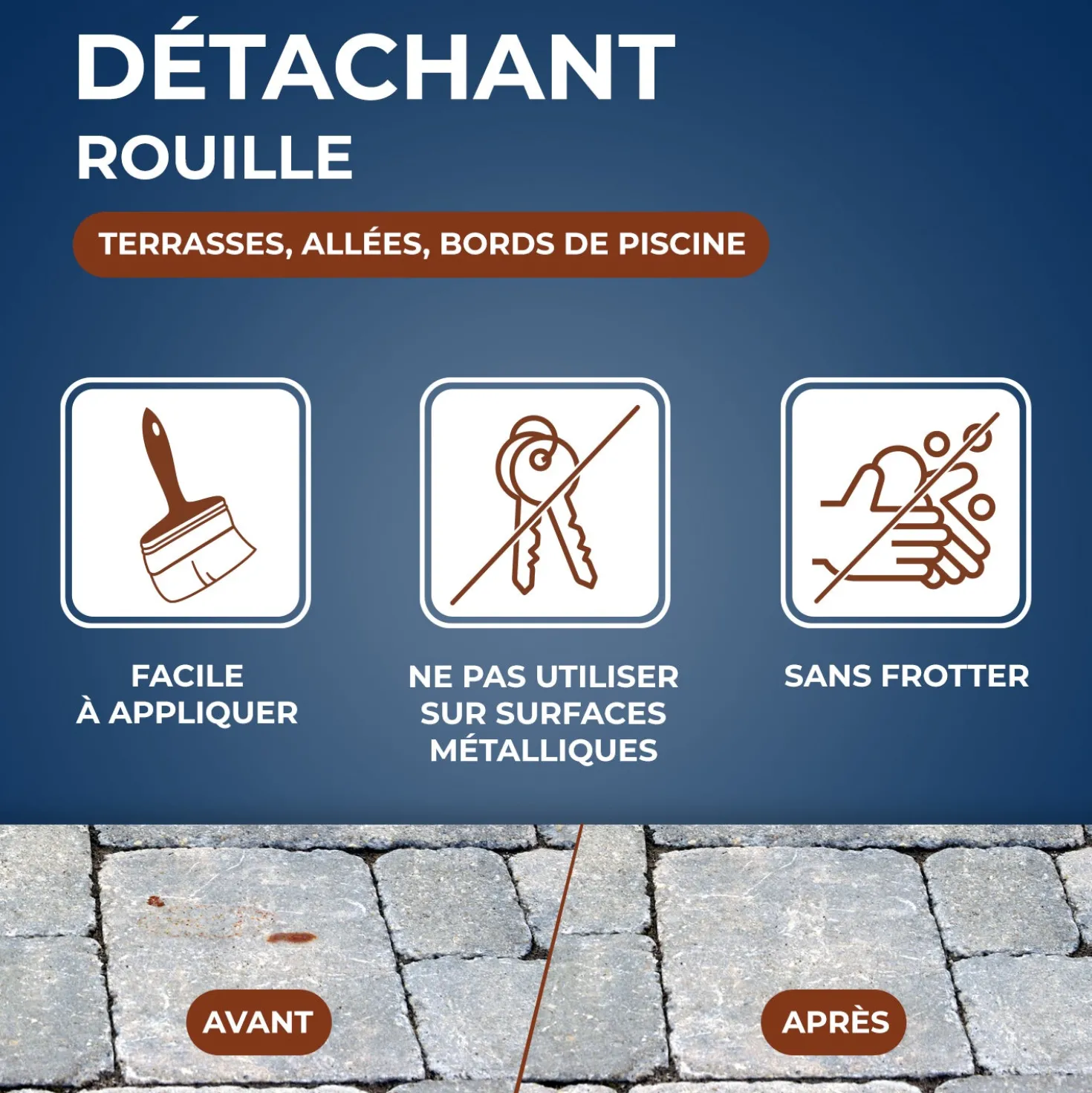 Détachant rouille pour sols extérieurs