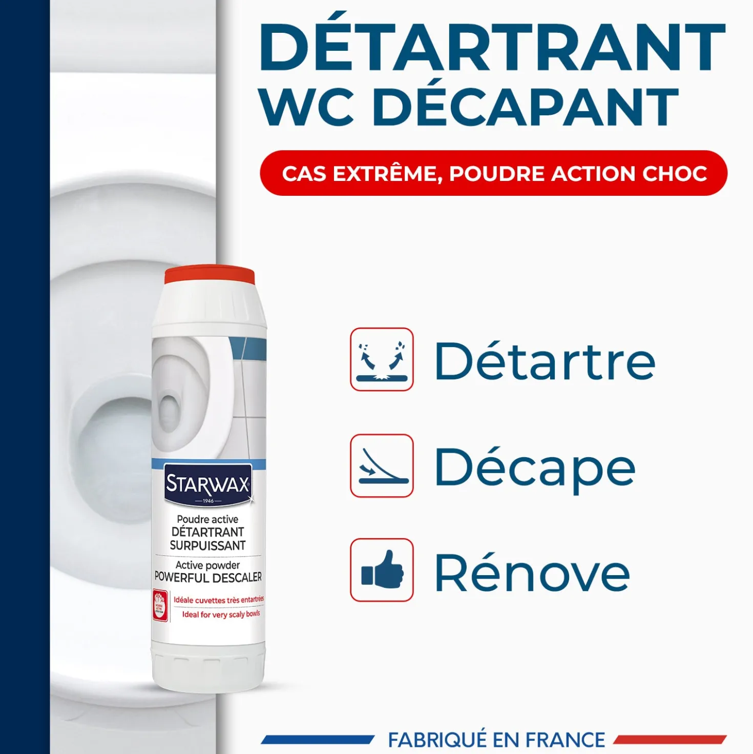 Détartrant surpuissant poudre pour WC