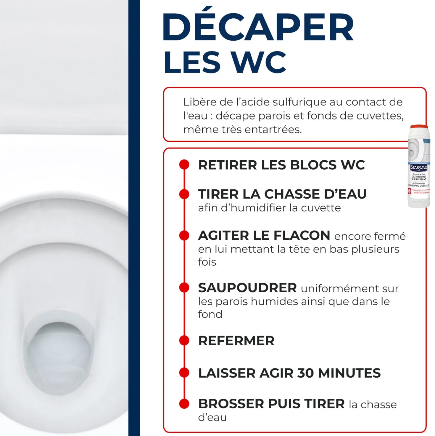 Détartrant surpuissant poudre pour WC