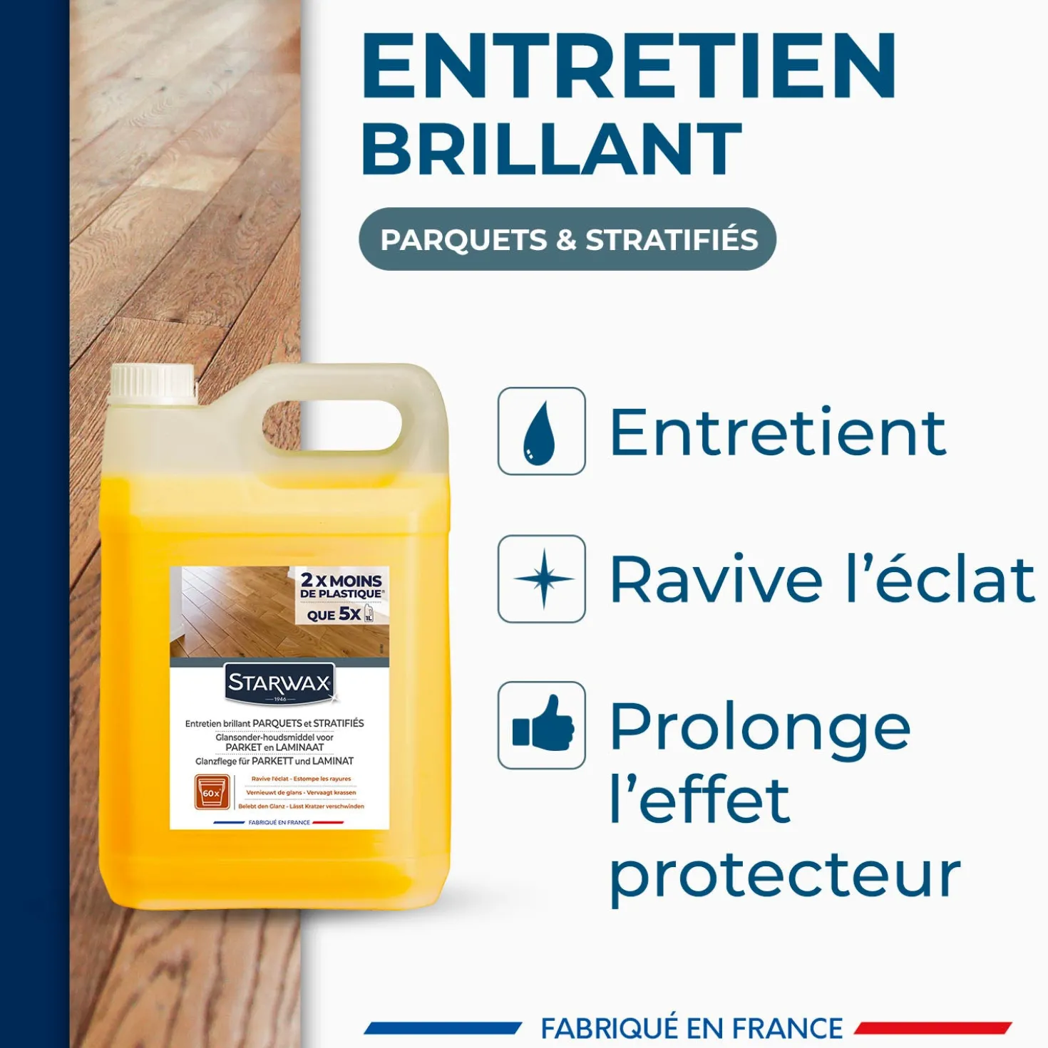 Entretien brillant pour parquets et sols stratifiés