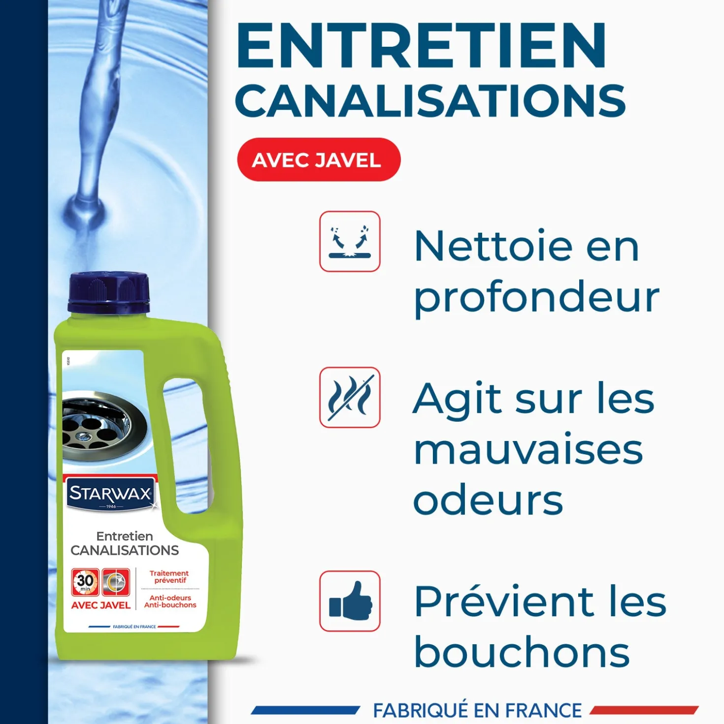 Entretien javel pour canalisations