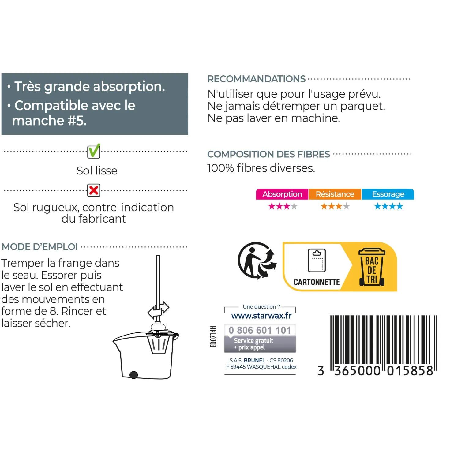 Frange coton recyclé pour sols lisses
