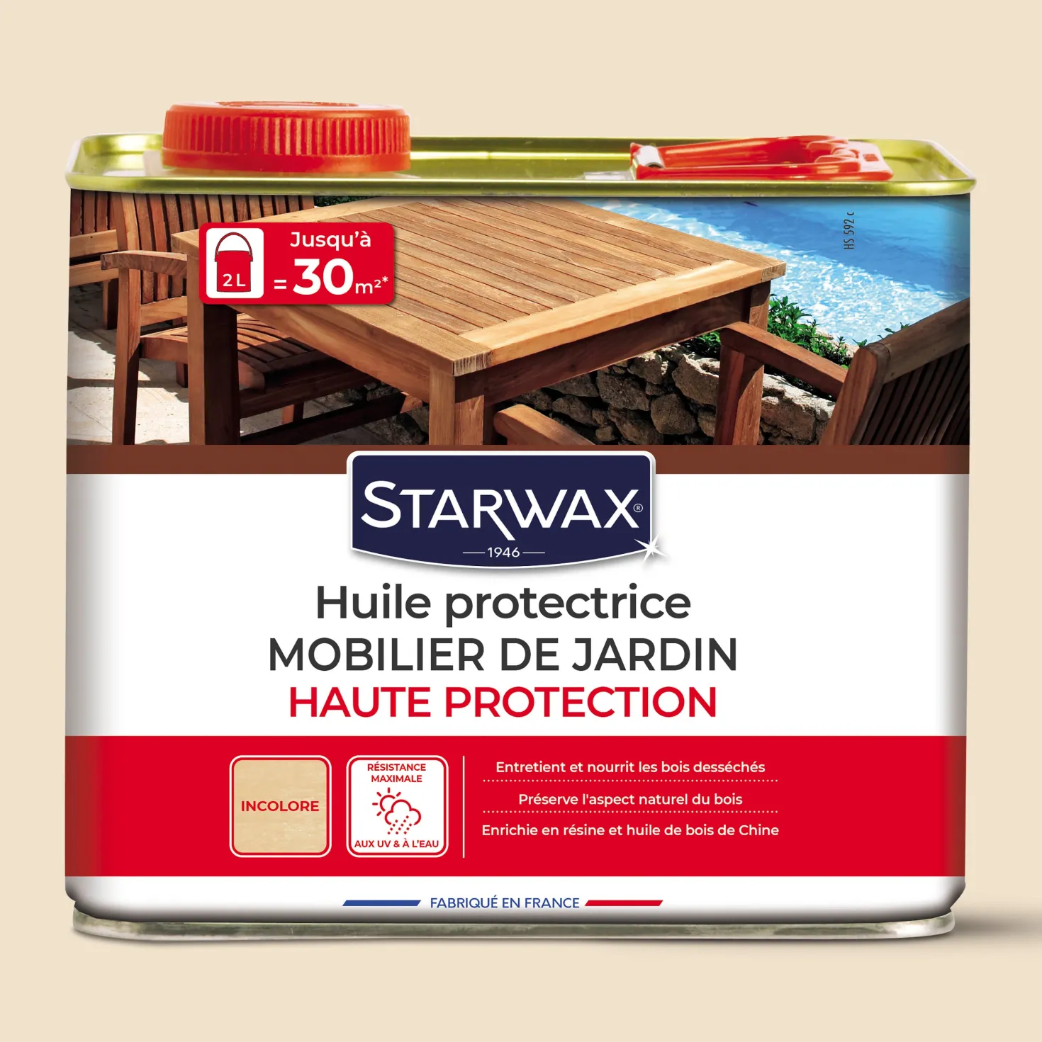 Huile haute protection pour mobilier de jardin en bois