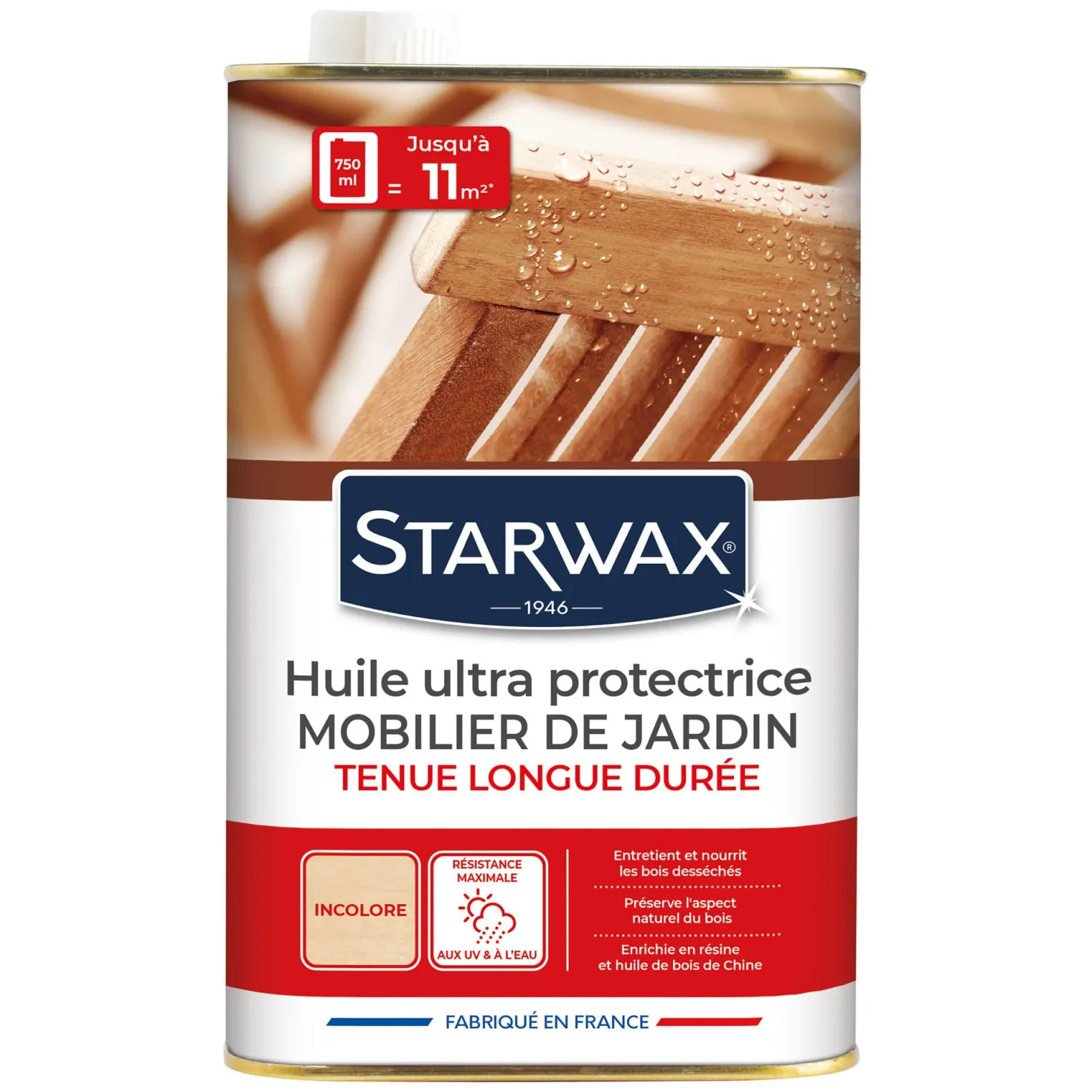 Huile ultra protectrice tenue longue durée pour mobilier de jardin en bois