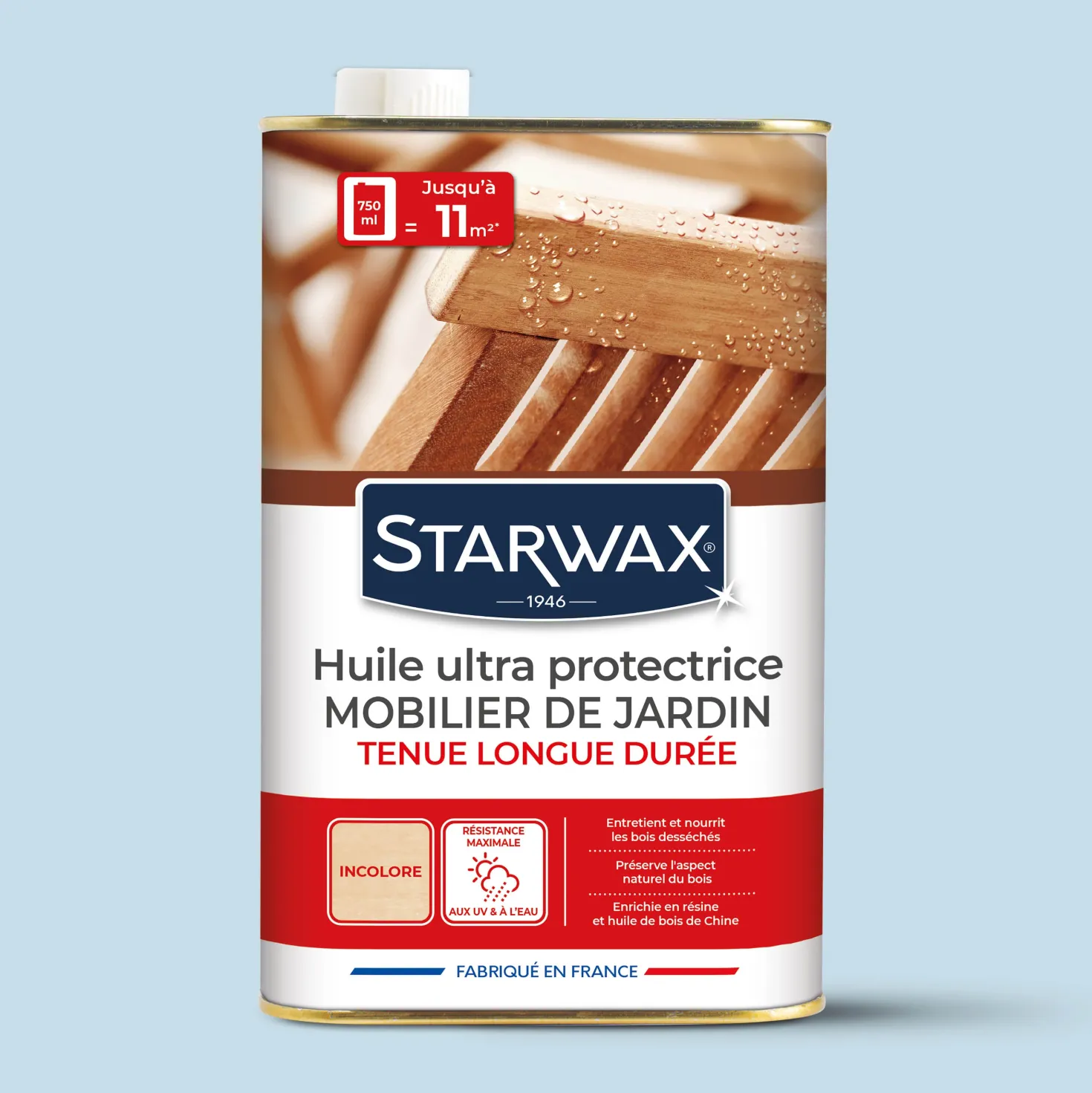 Huile ultra protectrice tenue longue durée pour mobilier de jardin en bois