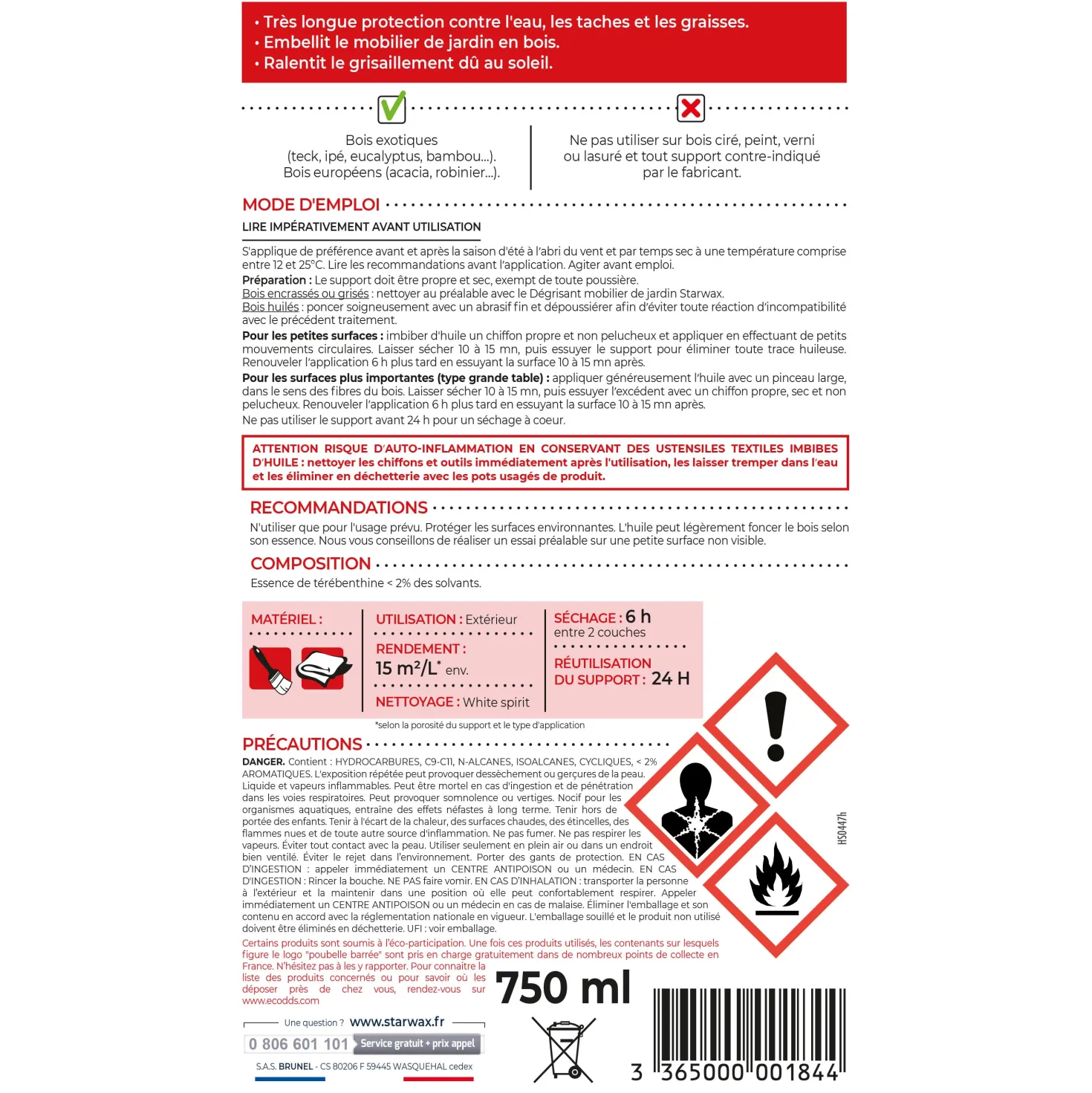 Huile ultra protectrice tenue longue durée pour mobilier de jardin en bois