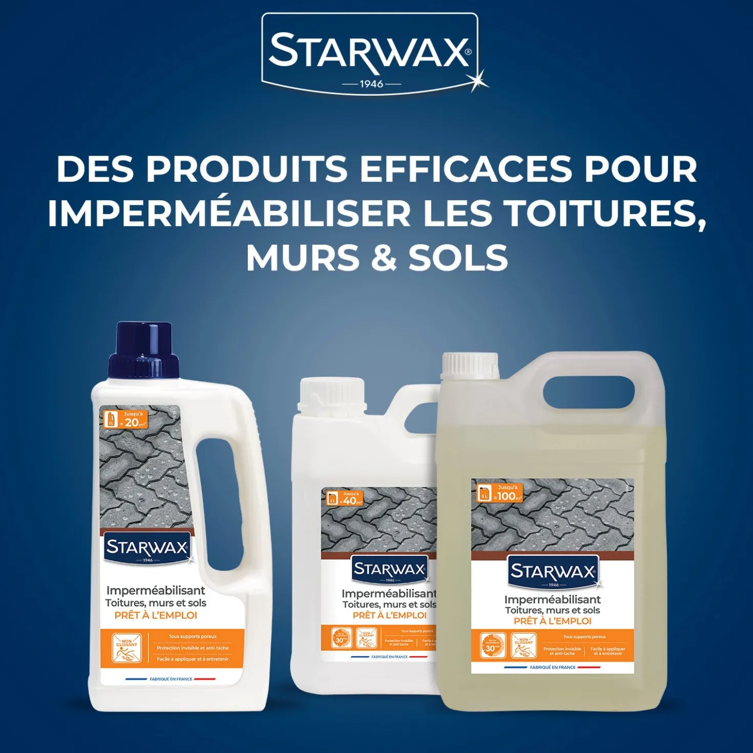 Imperméabilisant eau et graisses pour toitures, murs et sols extérieurs