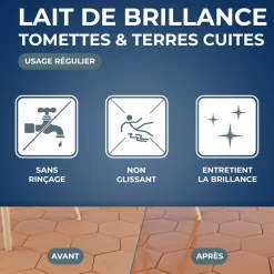 Lait de brillance pour tomettes et terres cuites