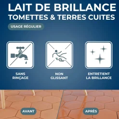 Lait de brillance pour tomettes et terres cuites