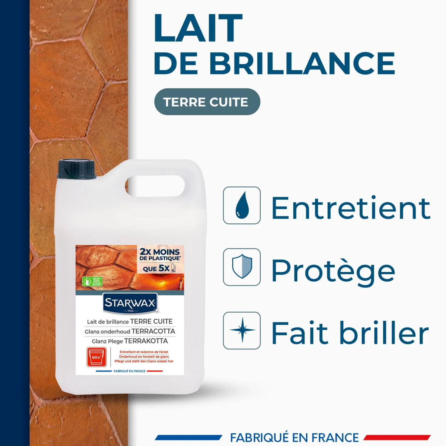 Lait de brillance pour tomettes et terres cuites