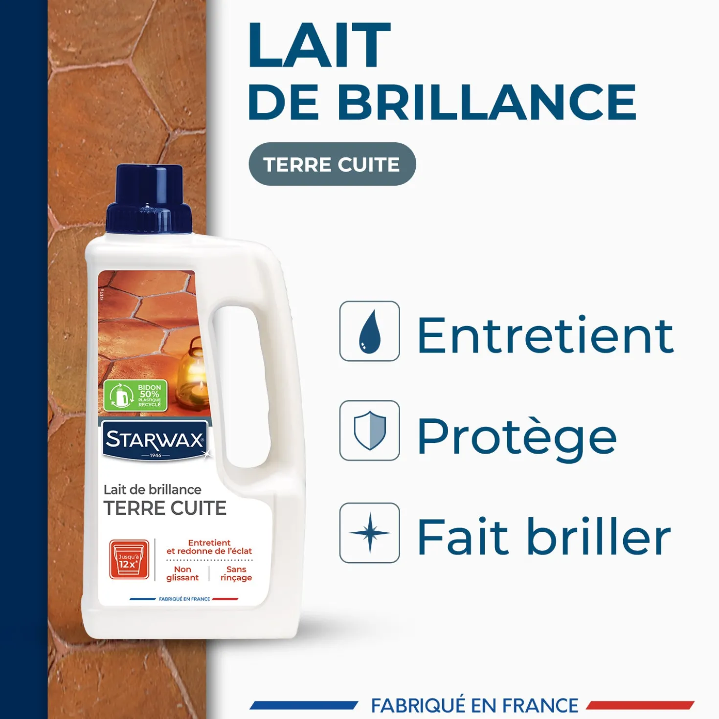 Lait de brillance pour tomettes et terres cuites