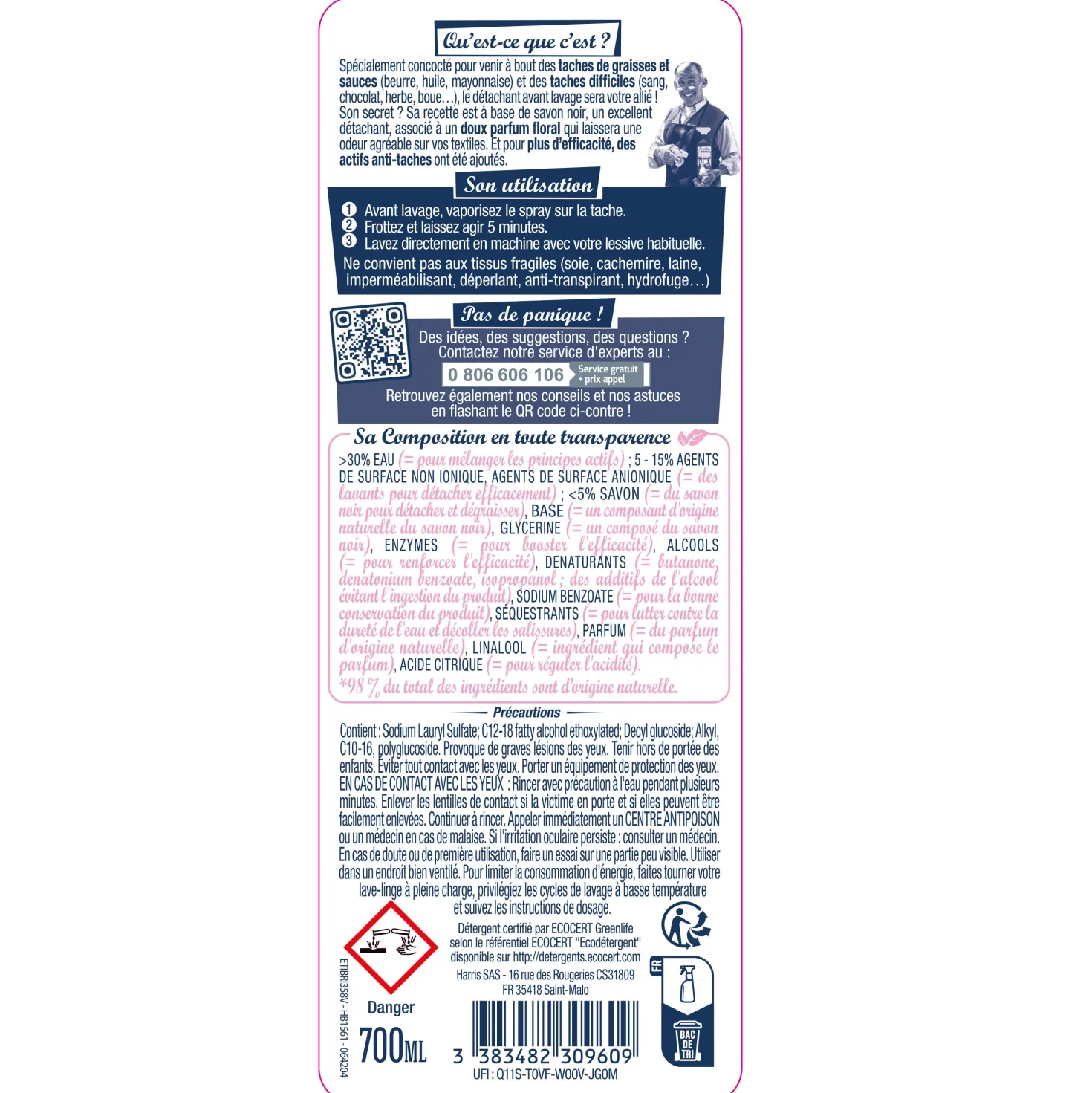 Le détachant avant lavage au Savon Noir