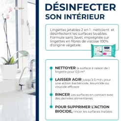 Lingettes nettoyantes désinfectantes multi-surfaces