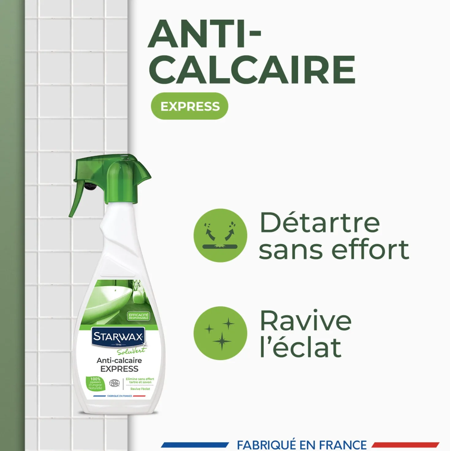 Lot de 3 Anti-calcaire express pour salle de bains
