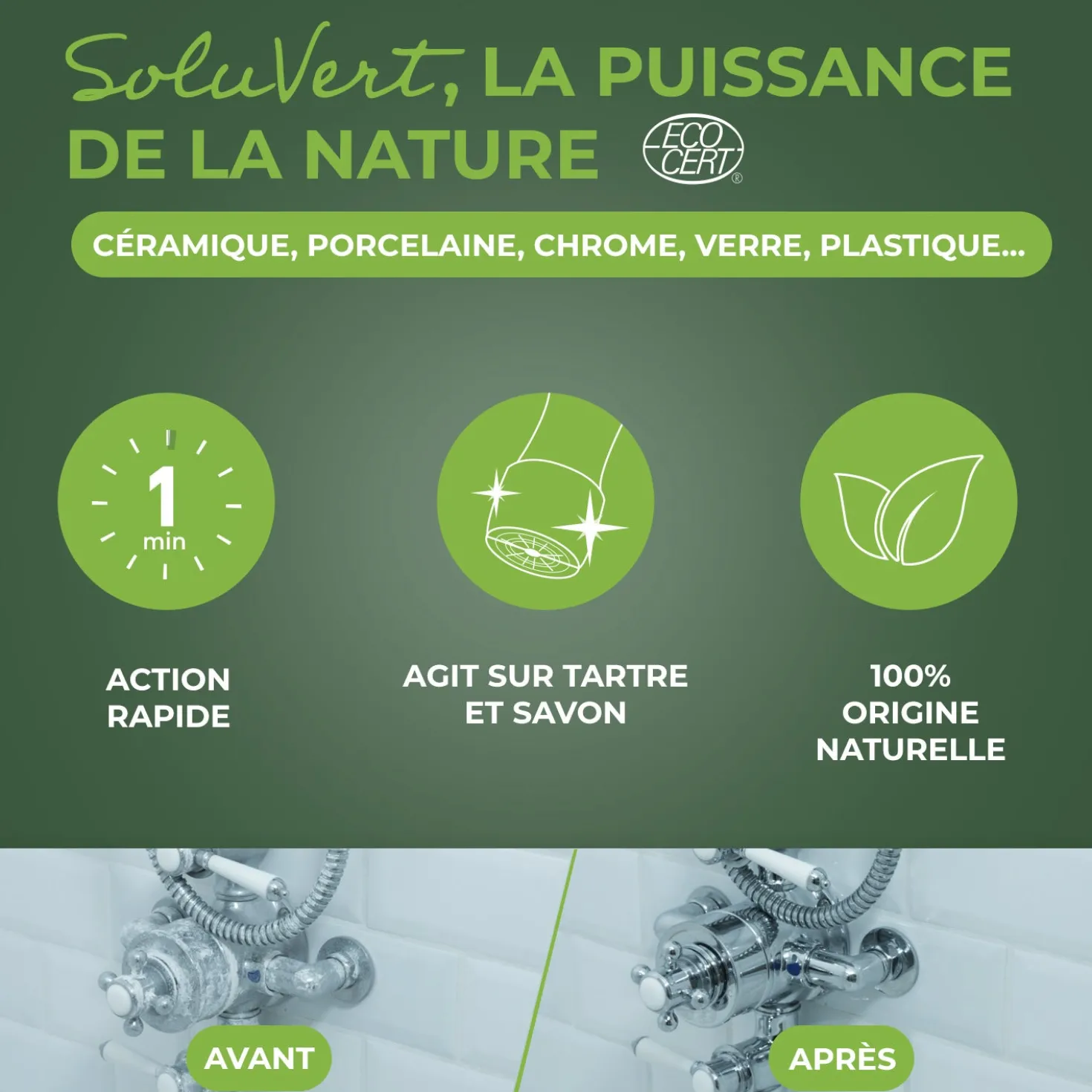 Lot de 3 Anti-calcaire express pour salle de bains