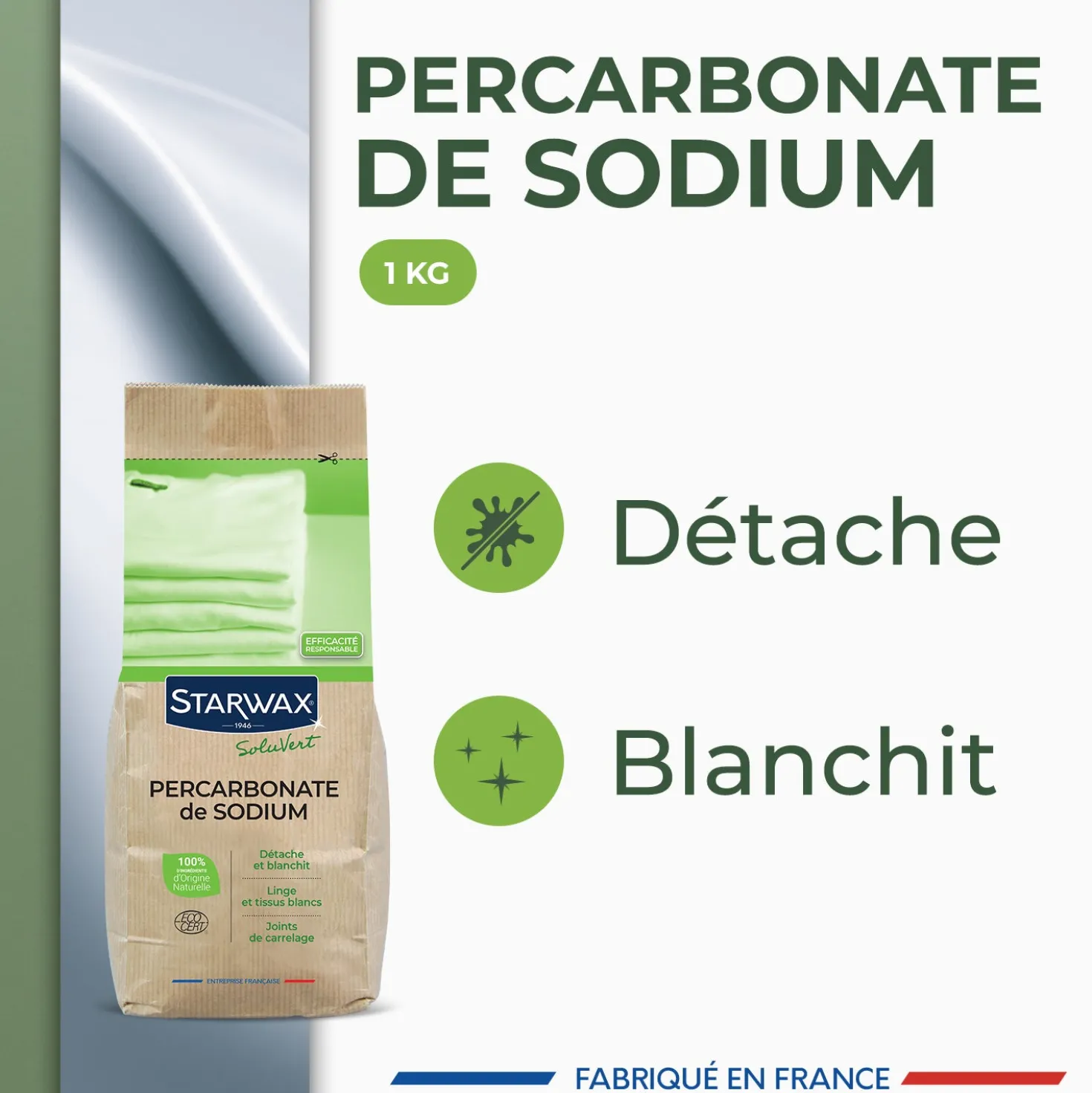 Ma poudre détachante & raviveur de blancheur au percarbonate de soude – Sachet éco