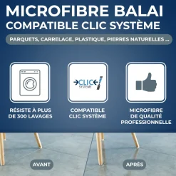 Microfibre balai Mains sèches Clic système