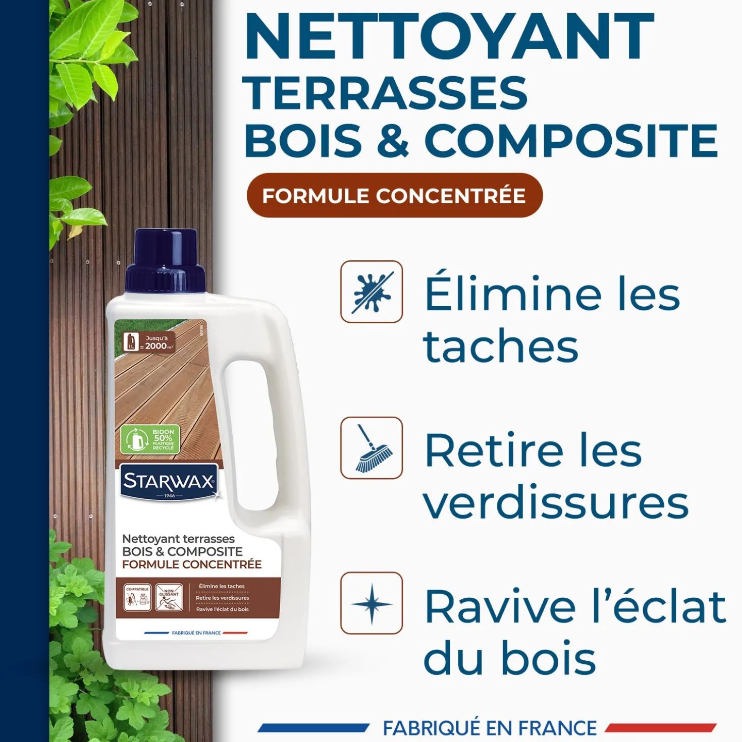Nettoyant concentré pour terrasses en bois et composite