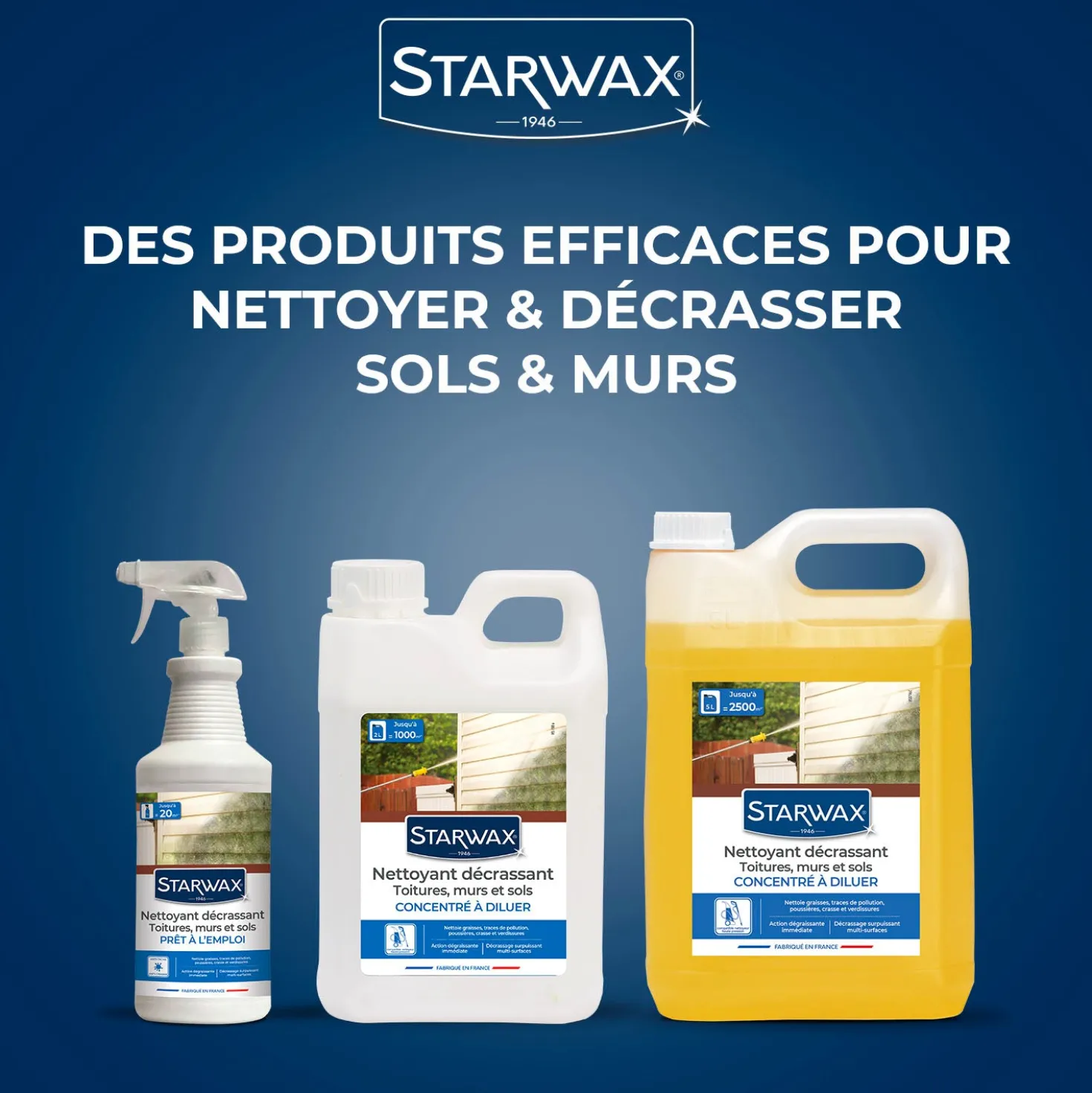 Nettoyant décrassant pour toitures, murs, et sols extérieurs